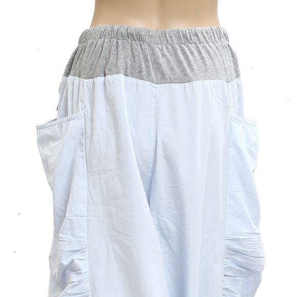 Free people Free-est Heather Pants Pull-On Ruched Jogger Blue Cotton M 283544 - Picture 8 of 9